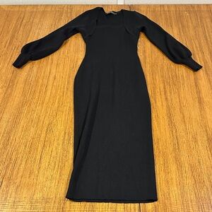 ZESICA Black Sweater Maxi Dress